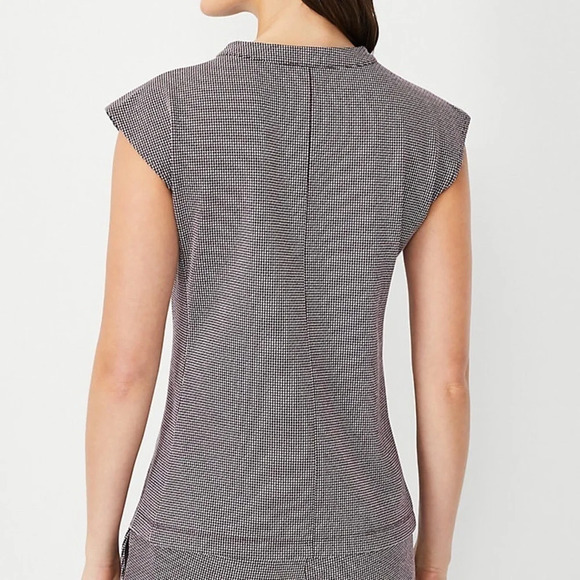 NWOT AT Houndstooth Split Mock Neck Shell - Picture 2 of 6